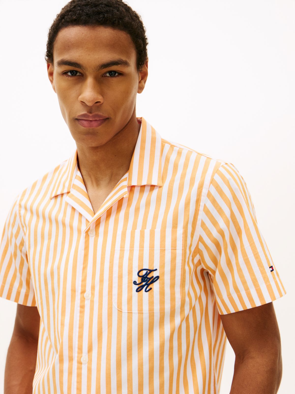 Regular Fit Paper Touch Short Sleeve Shirt — Orange