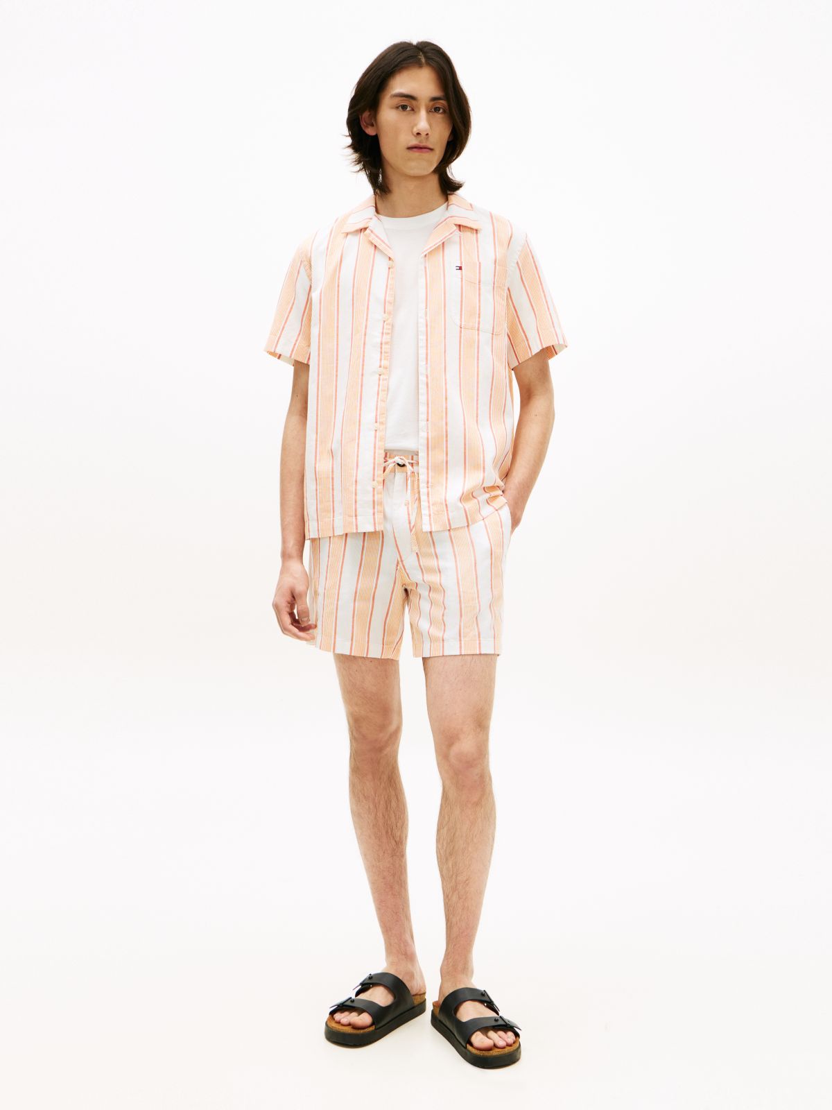 Dover Regular Straight Open Weave Dobby Shorts — Orange