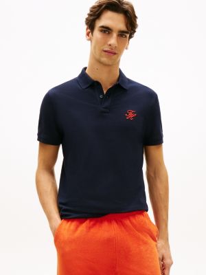 polo coupe standard en piqué à logo blue pour hommes tommy hilfiger