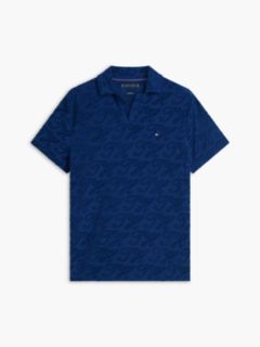 Regular Fit Jacquard Towelling Polo Shirt — Blue 5