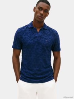 Regular Fit Jacquard Towelling Polo Shirt — Blue 1