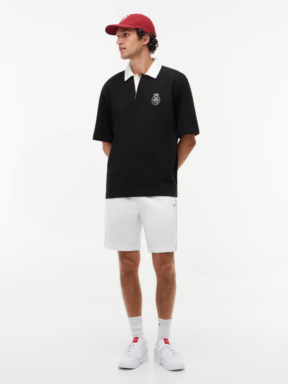 Heritage Relaxed Back Embroidery Polo Shirt — Black