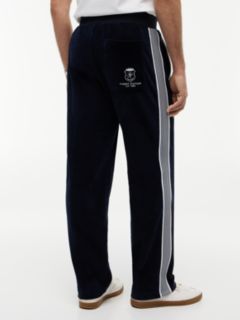 Crest Embroidery Velour Joggers — Blue 5