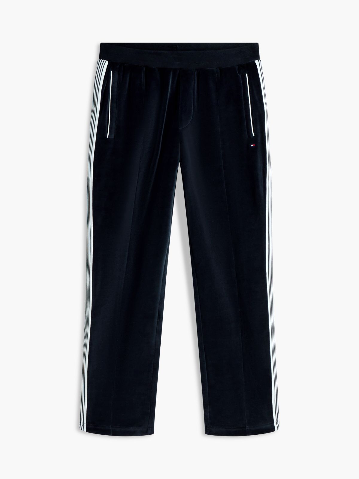 Crest Embroidery Velour Joggers — Blue
