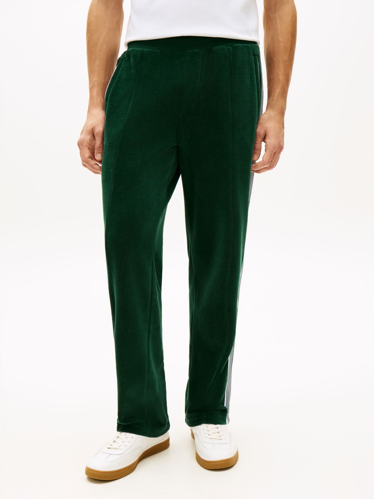 Crest Embroidery Velour Joggers — Green