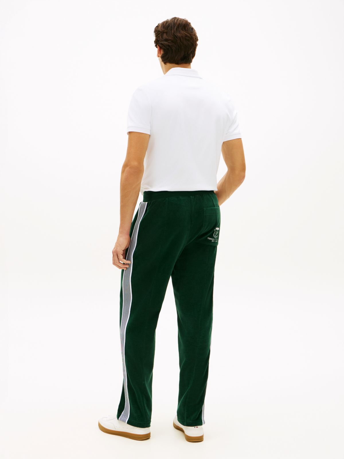 Crest Embroidery Velour Joggers — Green