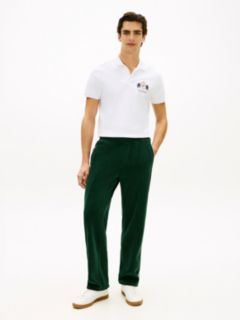 Crest Embroidery Velour Joggers — Green 1
