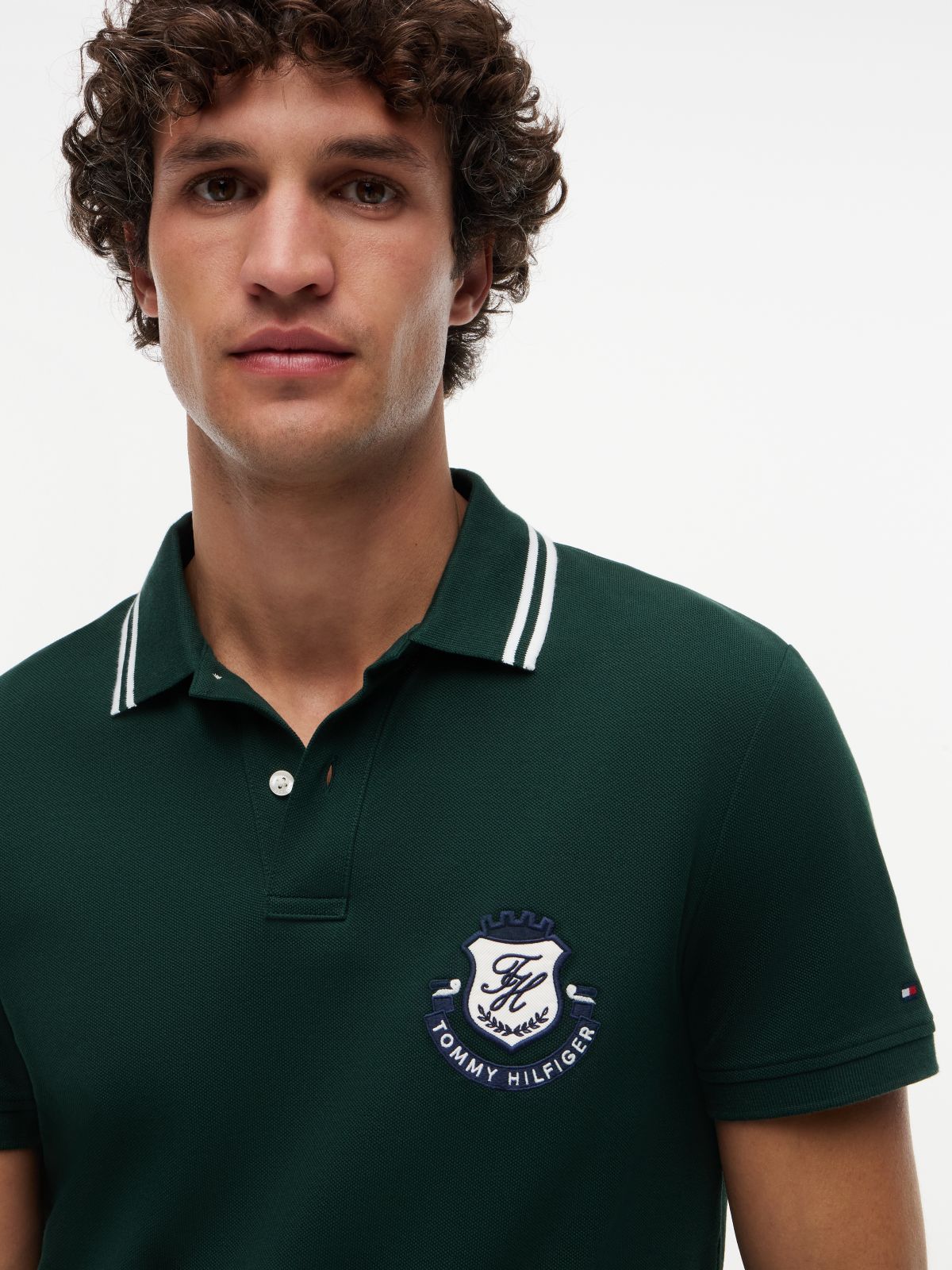 Regular Fit Crest Appliqué Polo Shirt — Green
