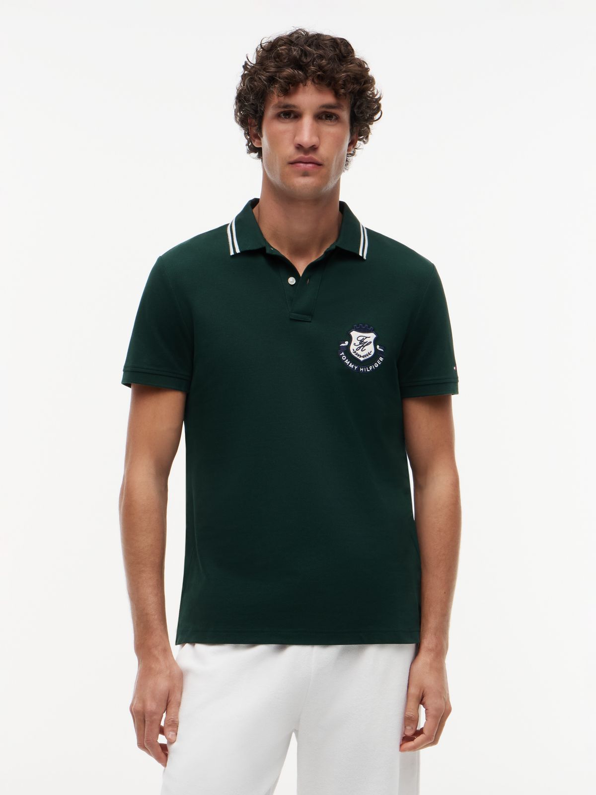 Regular Fit Crest Appliqué Polo Shirt — Green