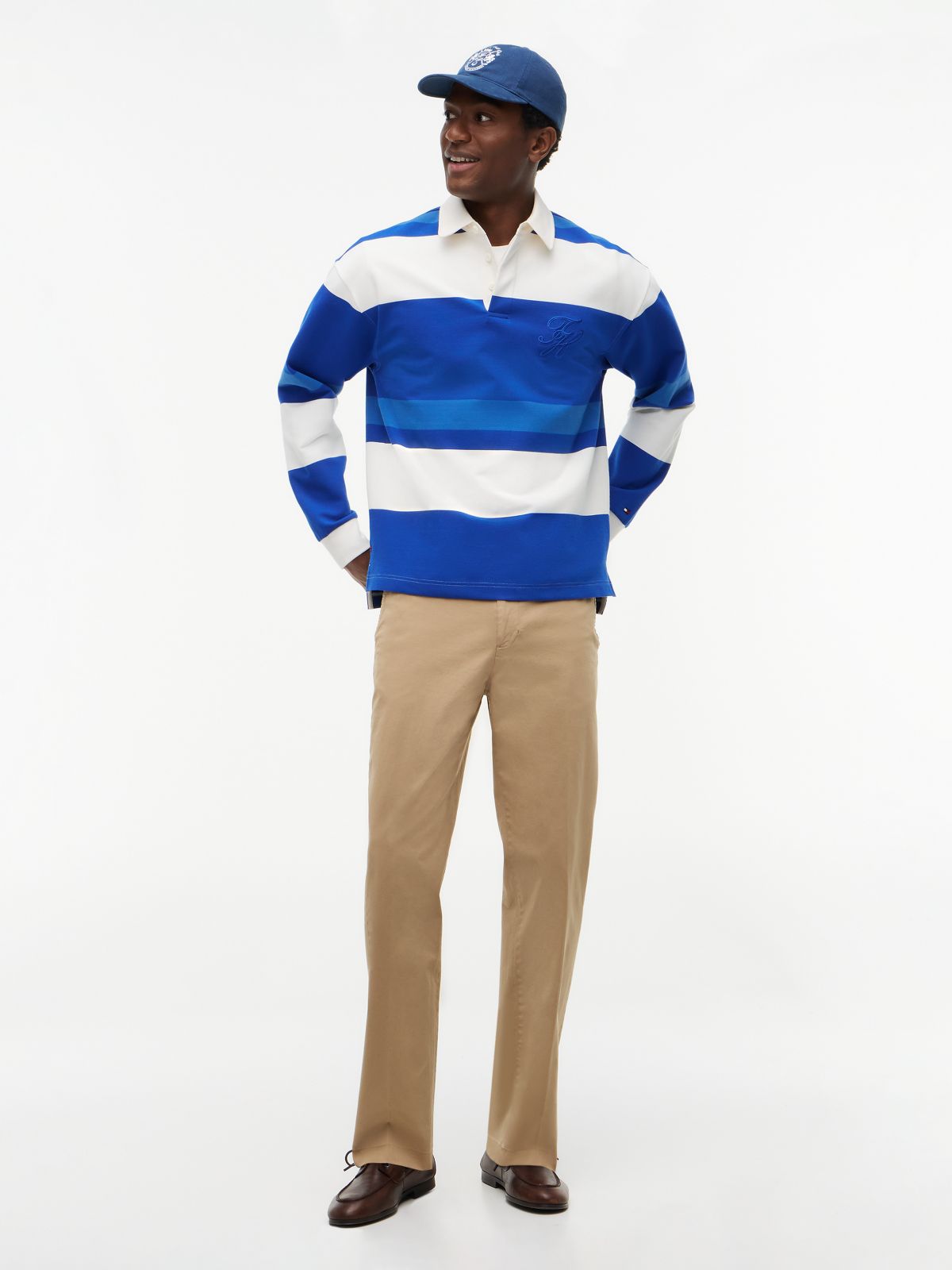 Stripe Relaxed Rugby Shirt — Blue