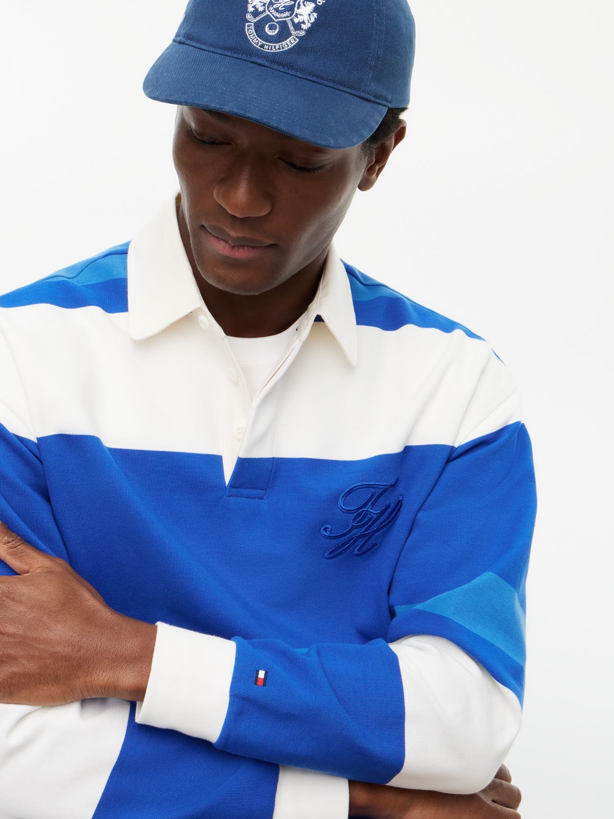 Stripe Relaxed Rugby Shirt — Blue