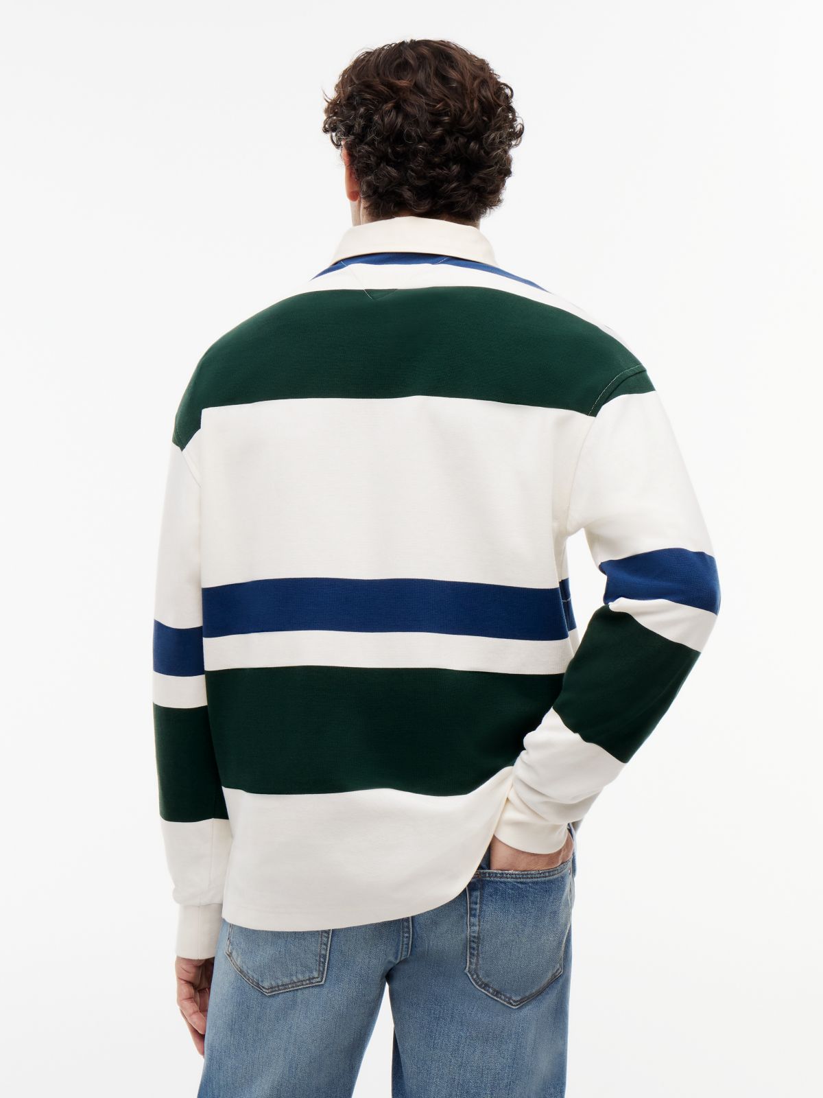 Stripe Relaxed Rugby Shirt — White