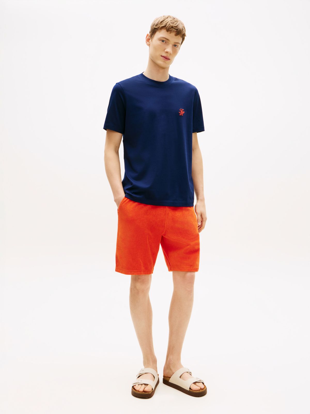 Logo Embroidery Jersey T-Shirt — Blue