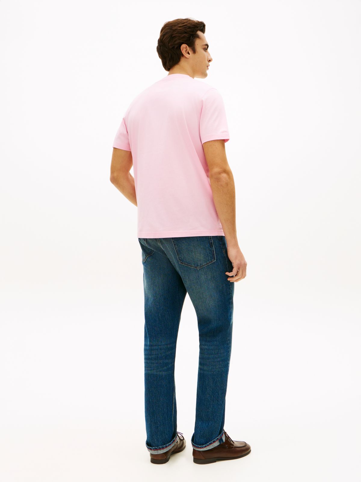 Logo Embroidery Jersey T-Shirt — Pink