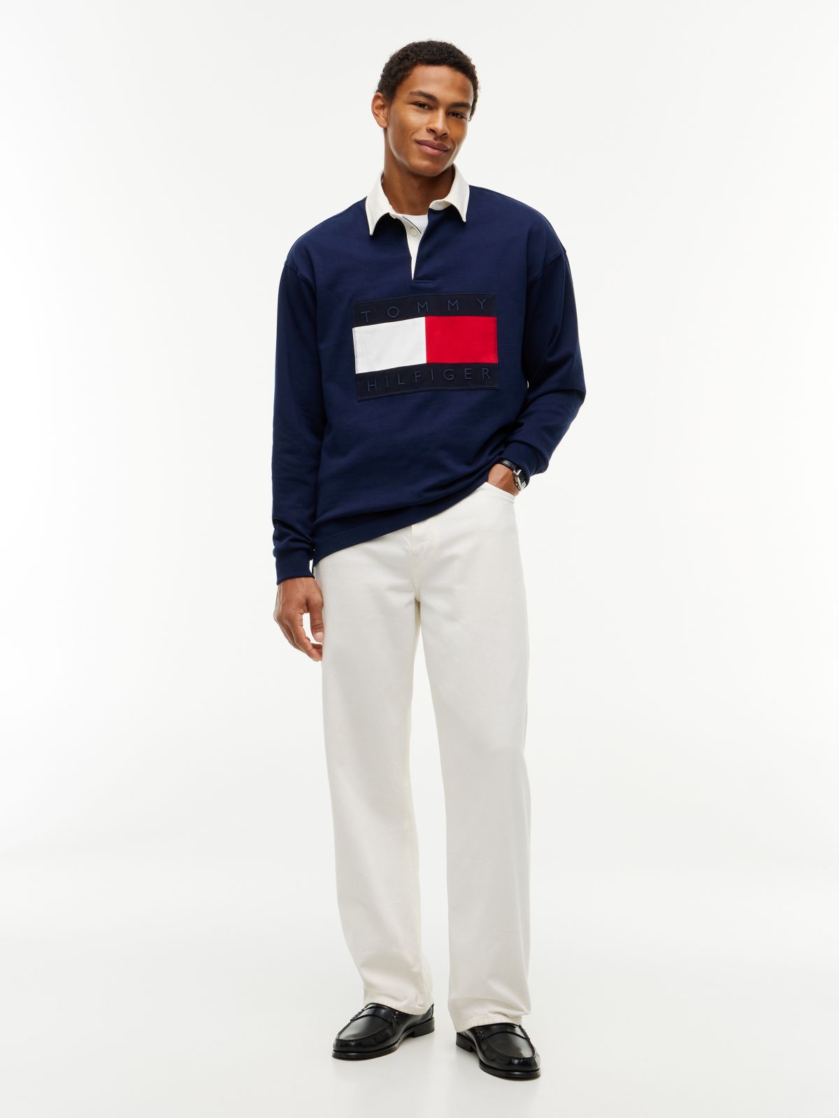 Flag Logo Relaxed Rugby Shirt — Blue