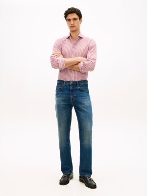 blue dover regular straight leg jeans mit whisker-effekt für herren - tommy hilfiger