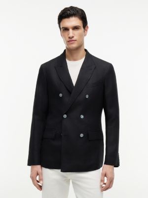 blazer coupe standard smart casual en pur lin black pour hommes tommy hilfiger