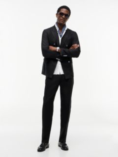 New York Label Tapered Leg Pure Linen Trousers — Black 2