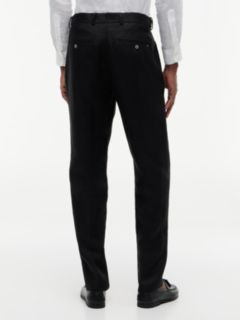 New York Label Tapered Leg Pure Linen Trousers — Black 4