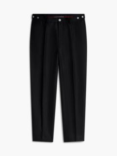 New York Label Tapered Leg Pure Linen Trousers — Black 5