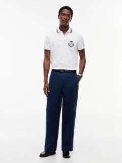 Crest Embroidery Loose Twill Chinos — Blue 2
