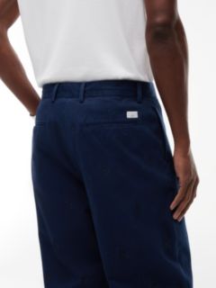 Crest Embroidery Loose Twill Chinos — Blue 3