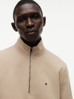 Flag Embroidery Terry Quarter-Zip Sweatshirt — Khaki 3