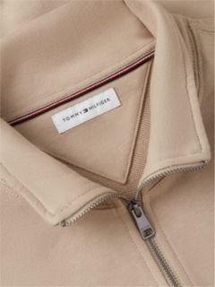 Flag Embroidery Terry Quarter-Zip Sweatshirt — Khaki 6