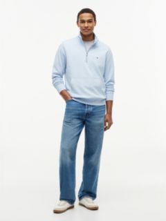 Flag Embroidery Terry Quarter-Zip Sweatshirt — Blue 2