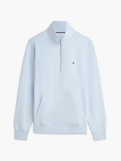 Flag Embroidery Terry Quarter-Zip Sweatshirt — Blue 5