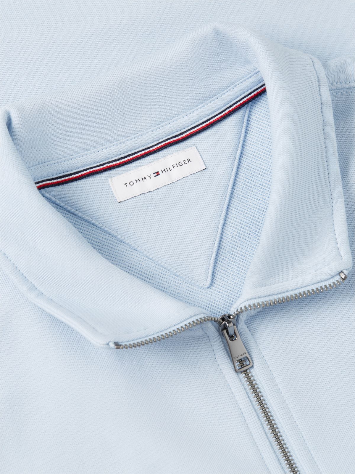 Flag Embroidery Terry Quarter-Zip Sweatshirt — Blue