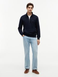 Flag Embroidery Terry Quarter-Zip Sweatshirt — Blue 2
