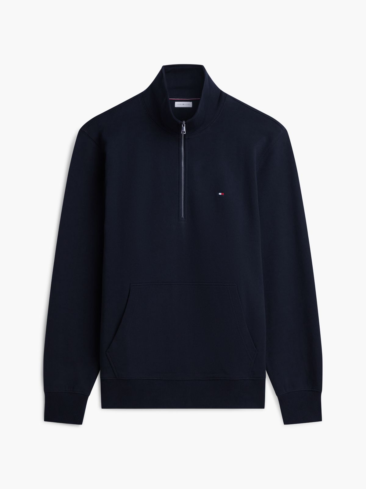 Flag Embroidery Terry Quarter-Zip Sweatshirt — Blue