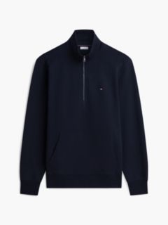 Flag Embroidery Terry Quarter-Zip Sweatshirt — Blue 5
