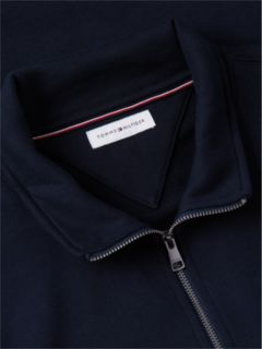 Flag Embroidery Terry Quarter-Zip Sweatshirt — Blue 6