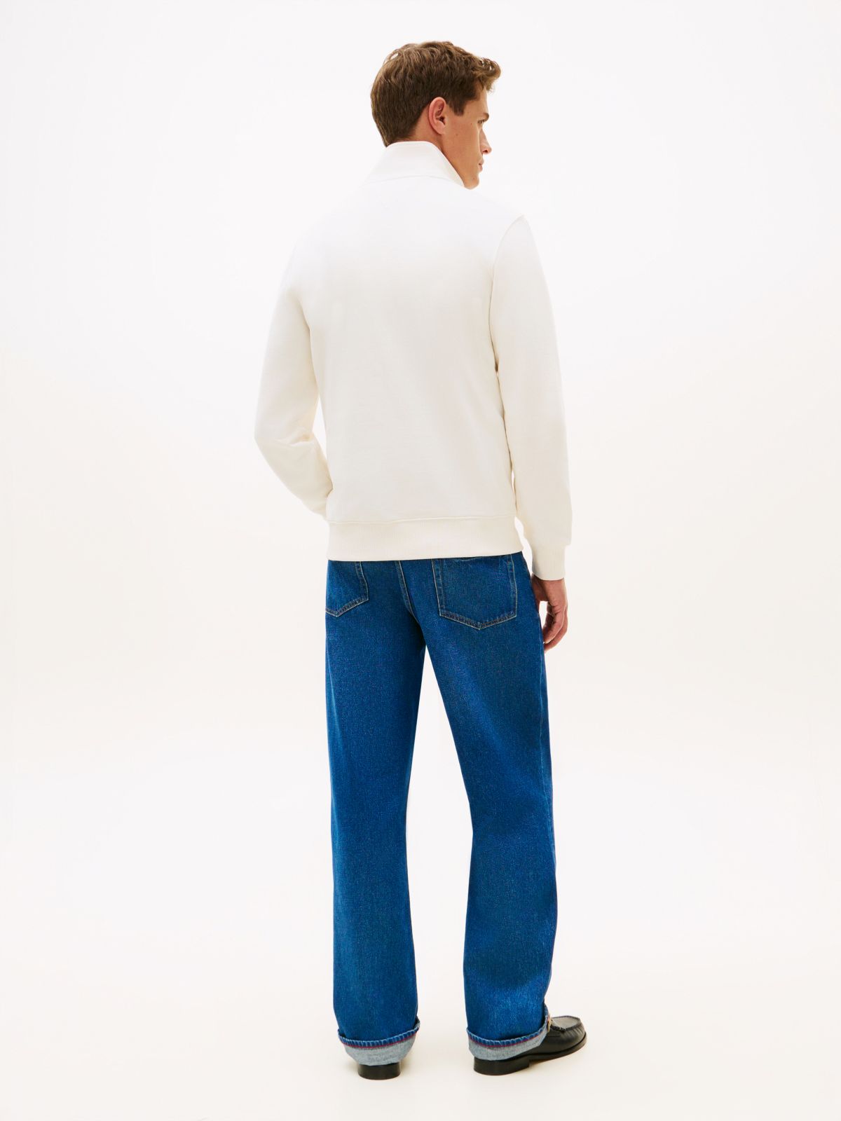 Flag Embroidery Terry Quarter-Zip Sweatshirt — Yellow