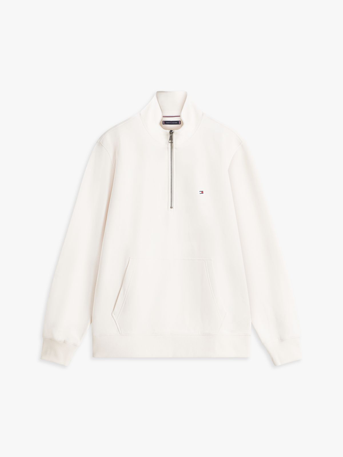 Flag Embroidery Terry Quarter-Zip Sweatshirt — Yellow