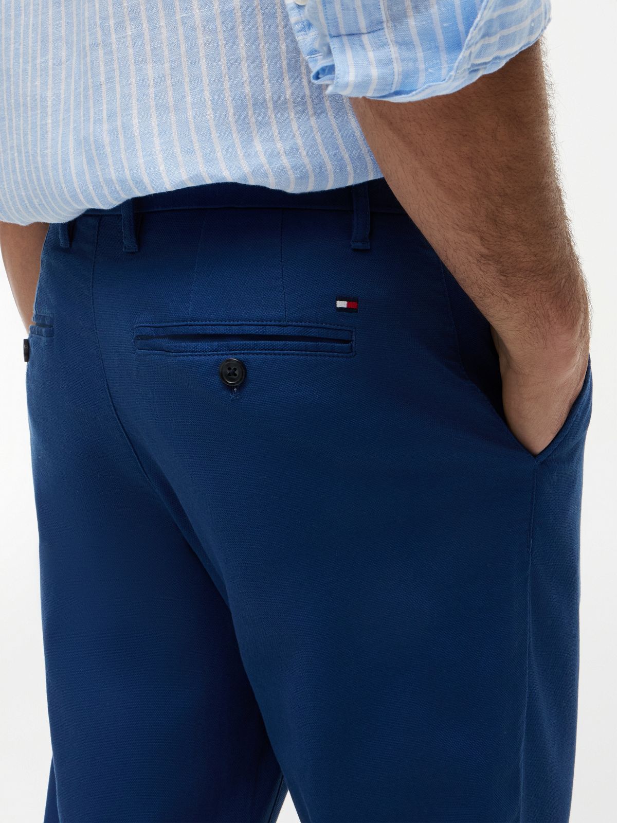 Denton Slim Straight Honeycomb Texture Chinos — Blue
