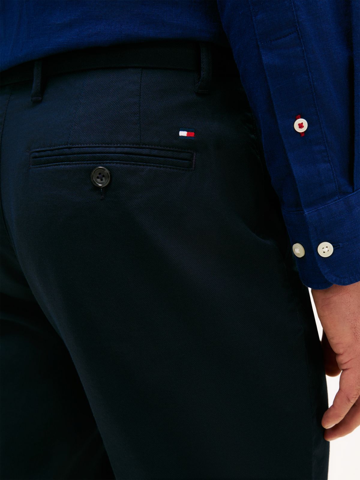 Denton Slim Straight Honeycomb Texture Chinos — Blue