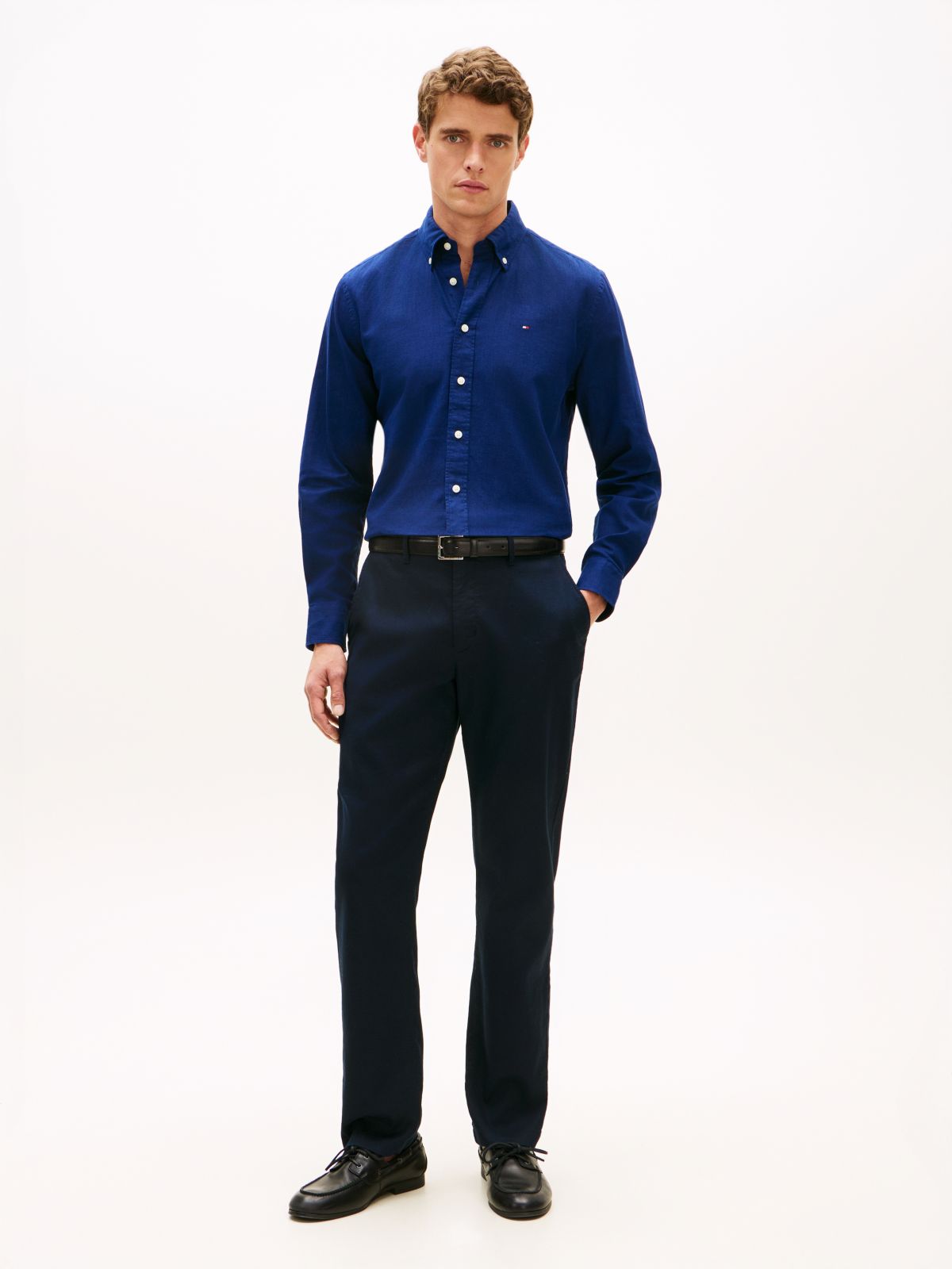 Denton Slim Straight Honeycomb Texture Chinos — Blue