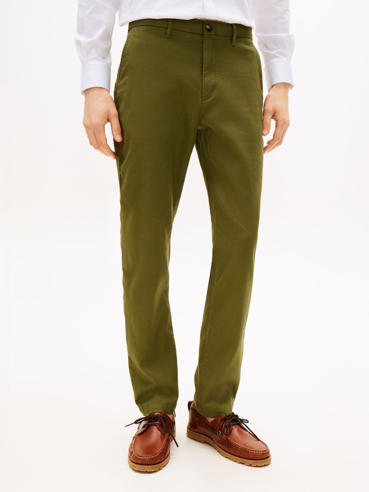 Denton Slim Straight Honeycomb Texture Chinos — Green