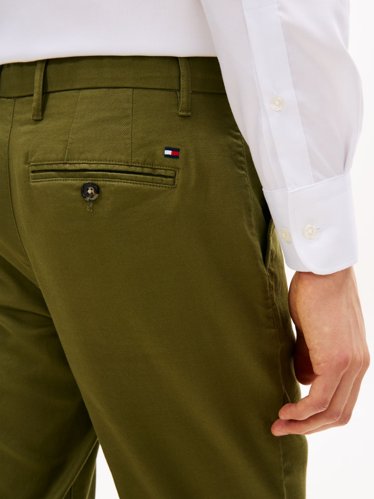 Denton Slim Straight Honeycomb Texture Chinos — Green