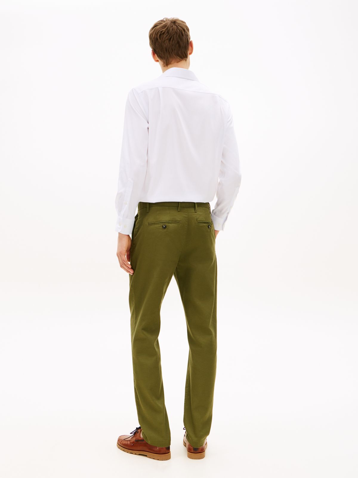Denton Slim Straight Honeycomb Texture Chinos — Green