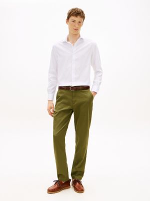 green denton honeycomb texture straight leg chinos for men tommy hilfiger