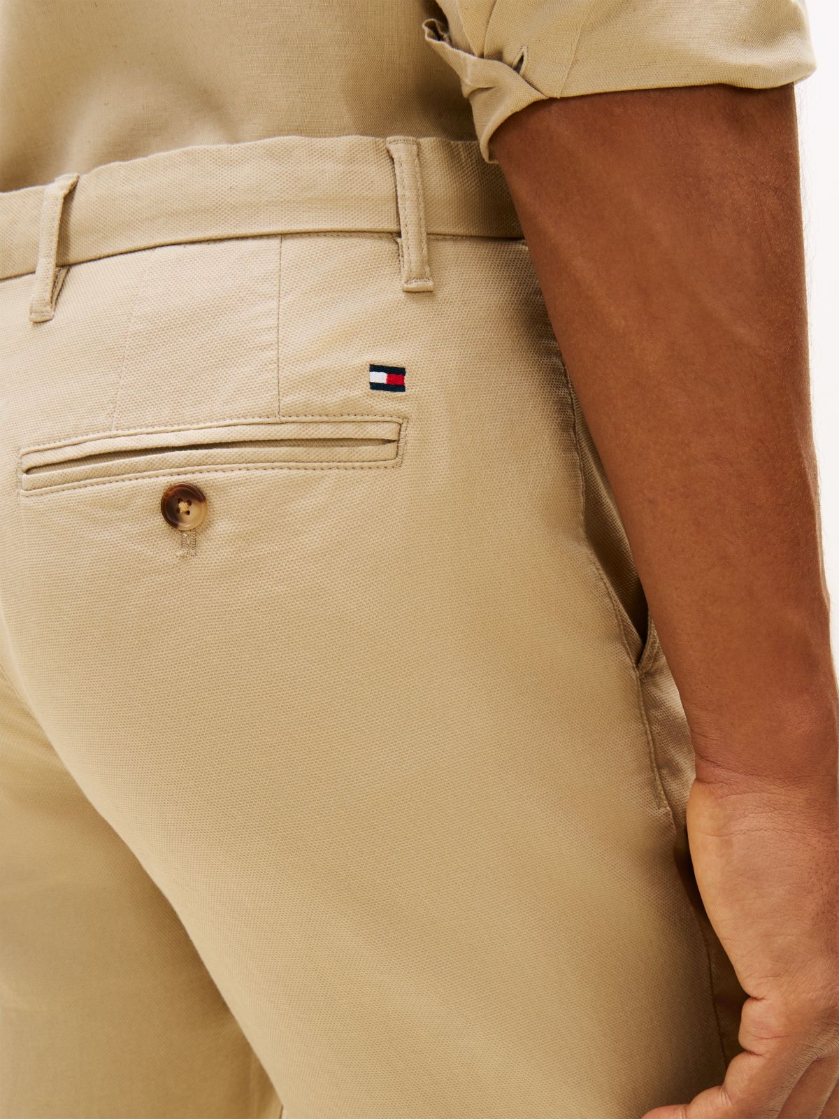 Denton Slim Straight Honeycomb Texture Chinos — Khaki