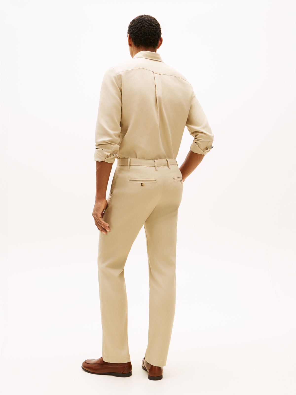Denton Slim Straight Honeycomb Texture Chinos — Khaki