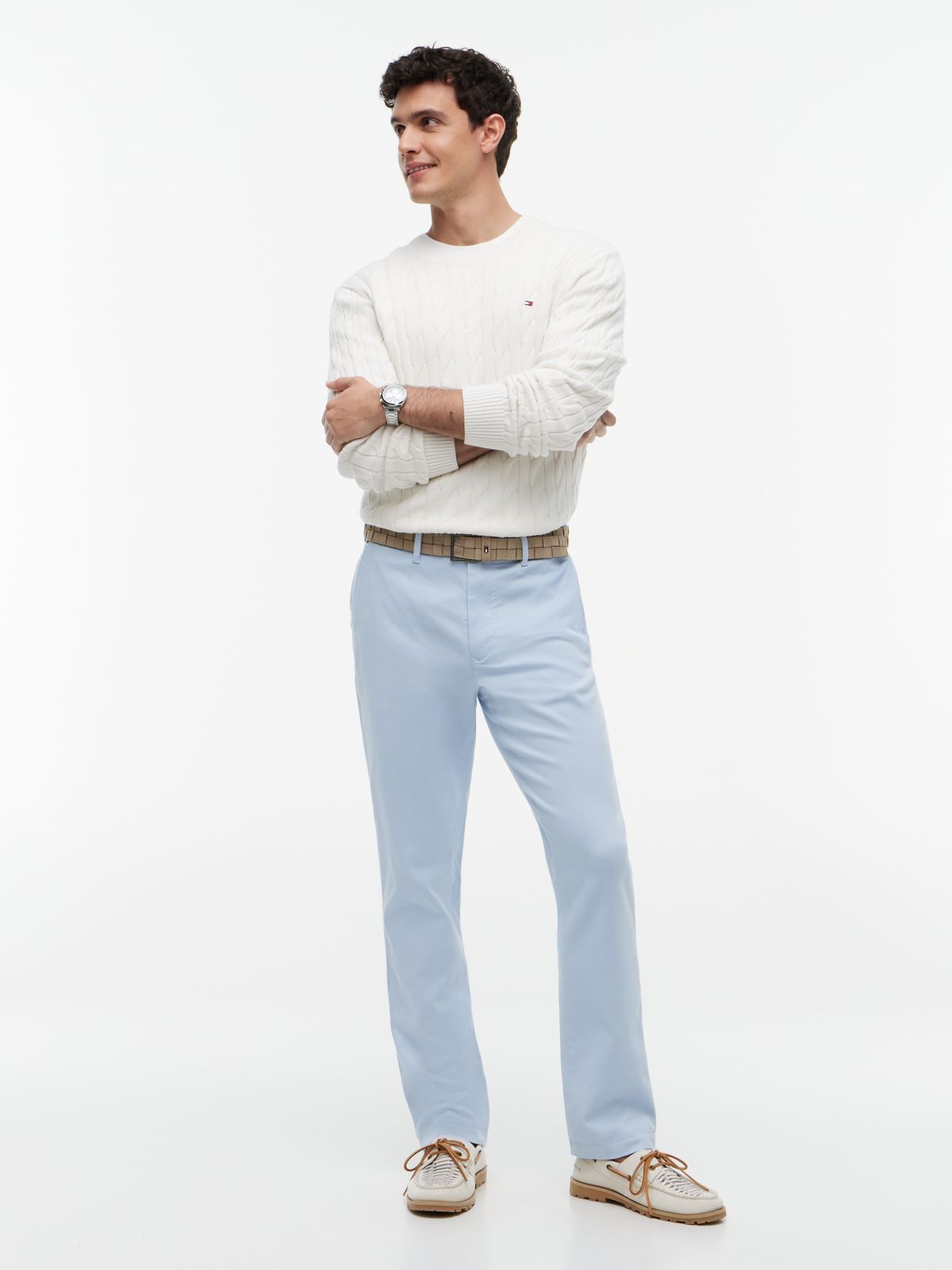 Denton Slim Straight Open Structured Chinos — Blue