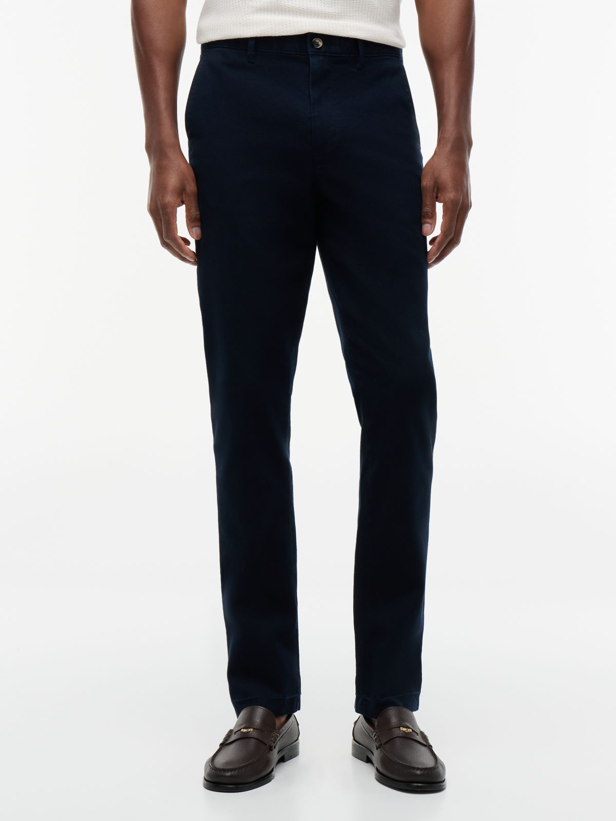 Denton Slim Straight Open Structured Chinos — Blue