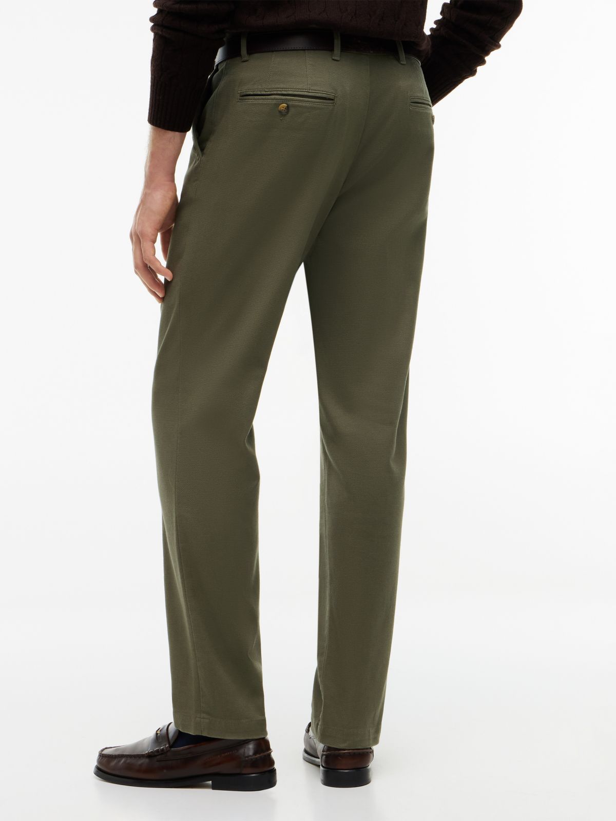Denton Slim Straight Open Structured Chinos — Green