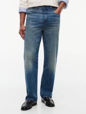 jean décontracté à effet délavé blue pour hommes tommy hilfiger
